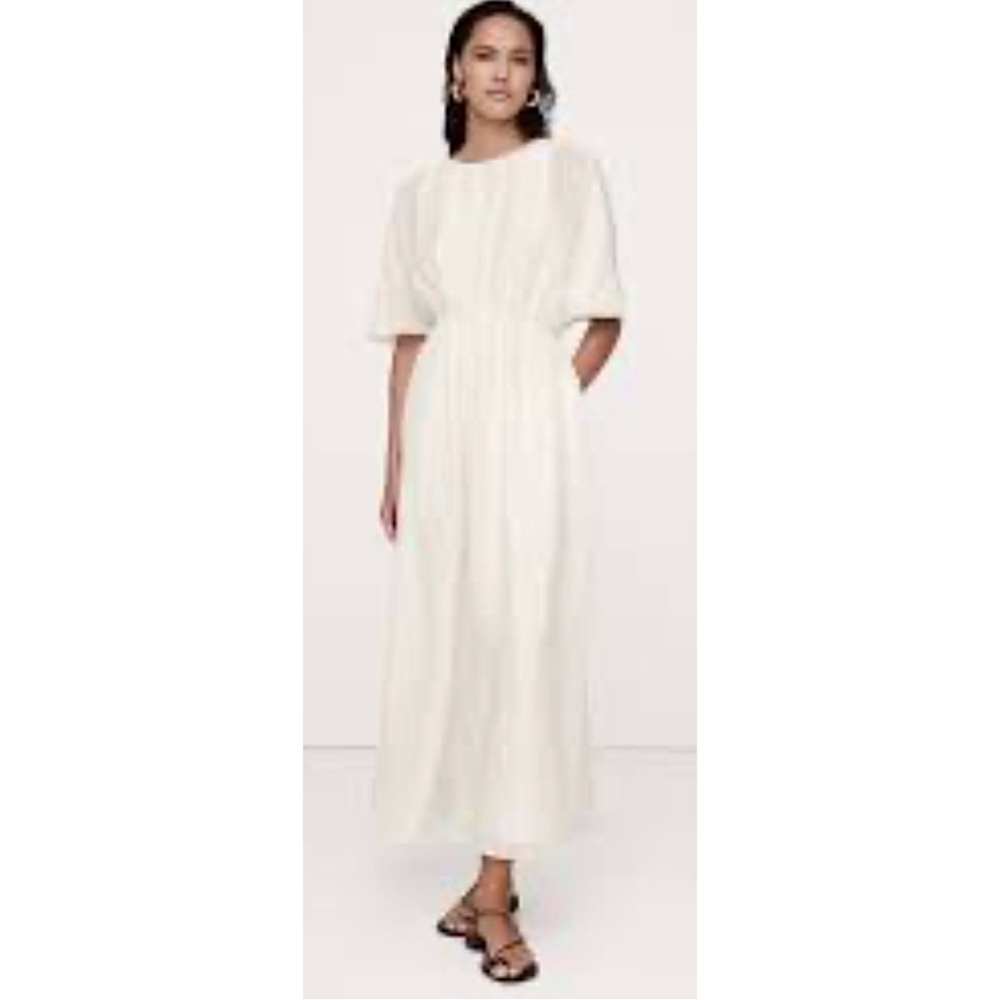 Banana Republic Eliana bohemian Cotton-Silk Dress in a cream ivory color M - Picture 12 of 13